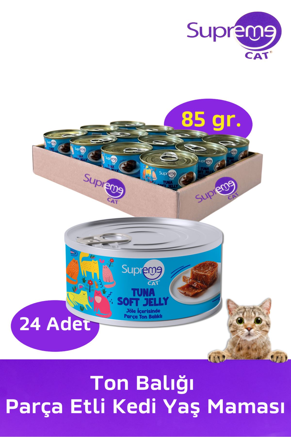Supreme Ton Balığı Parça Etli Konserve Kedi Yaş Maması 85 gr