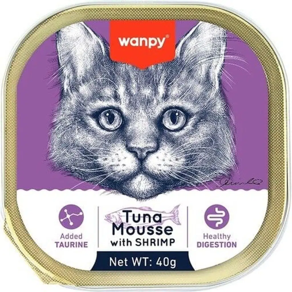 Wanpy  Kedi Yaş Mama Ton Balık,Karidesli 40G