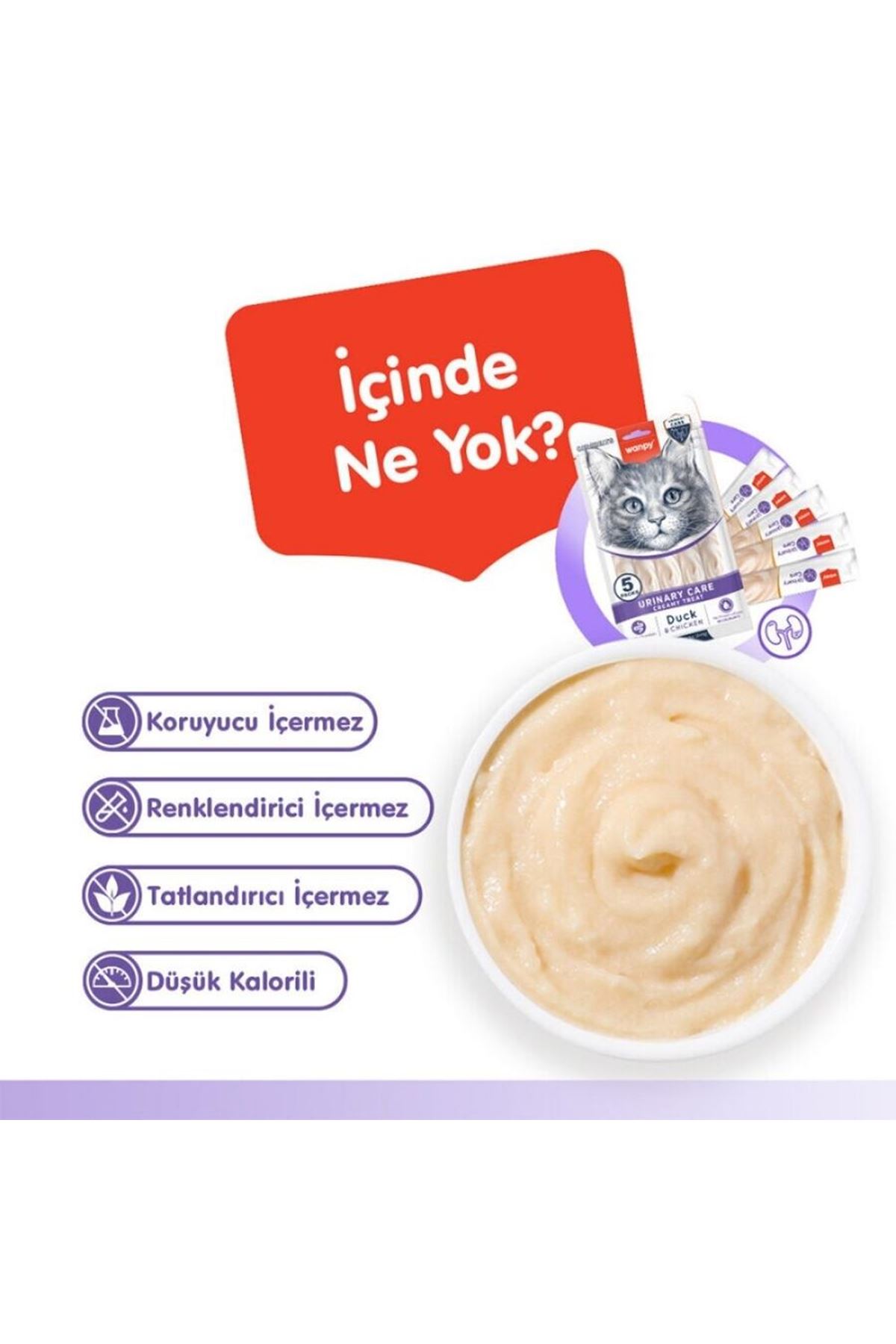 Wanpy Kedi Krema Urinary Ördekli Tavuklu 5*14 G