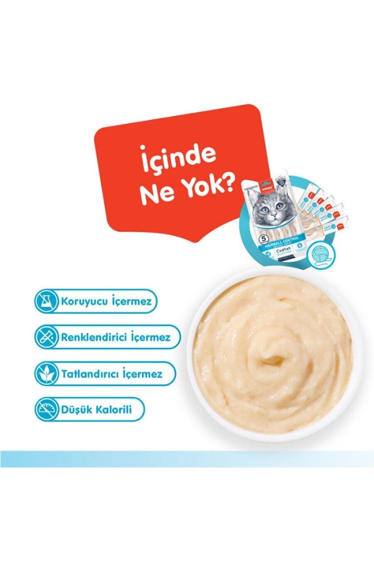 Wanpy Kedi Krema Morina, Tavuklu Tüy Yumağı 5*14 G