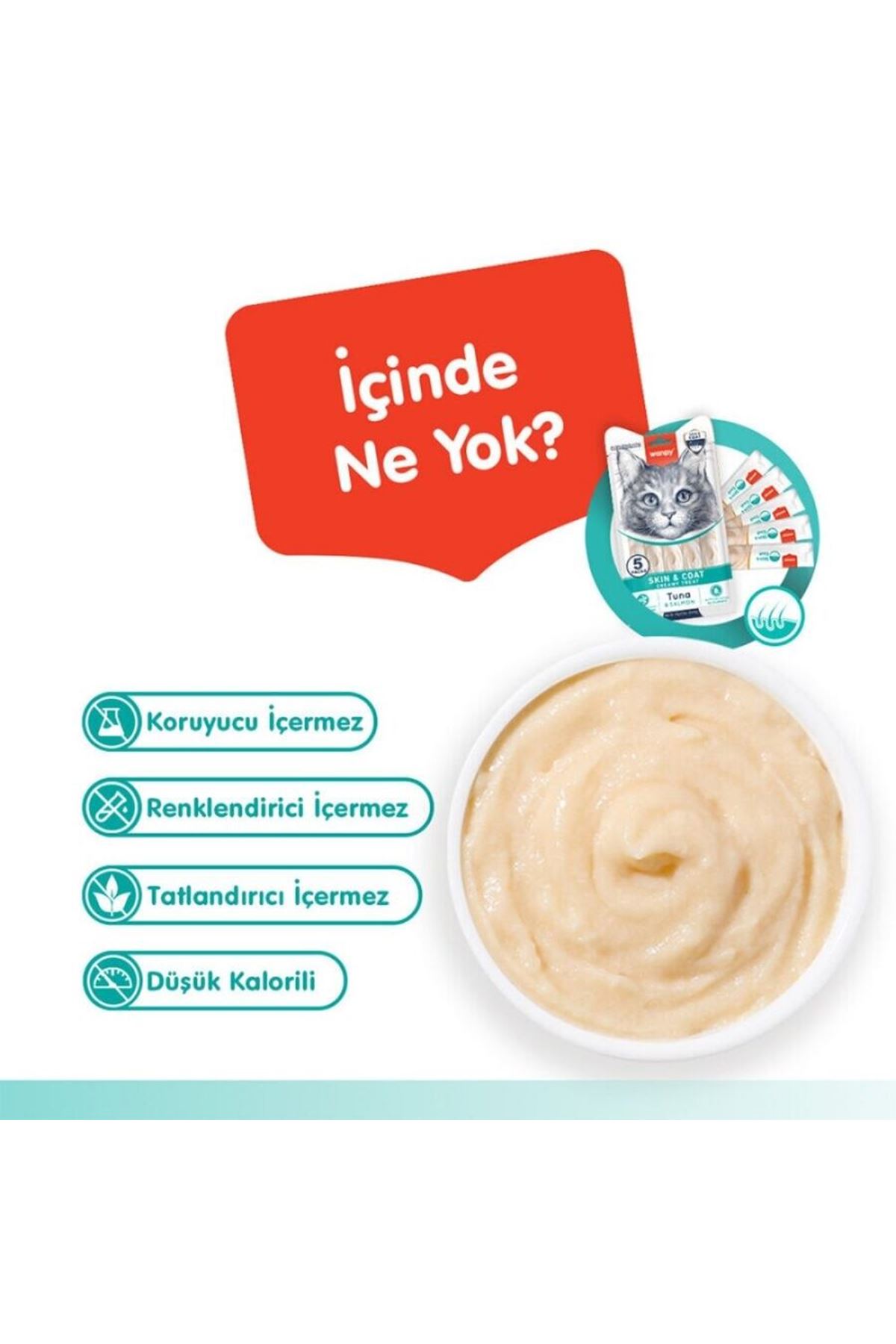 Wanpy Kedi Krema Ton Balık,Somon Tüy Sağlığı 5*14G