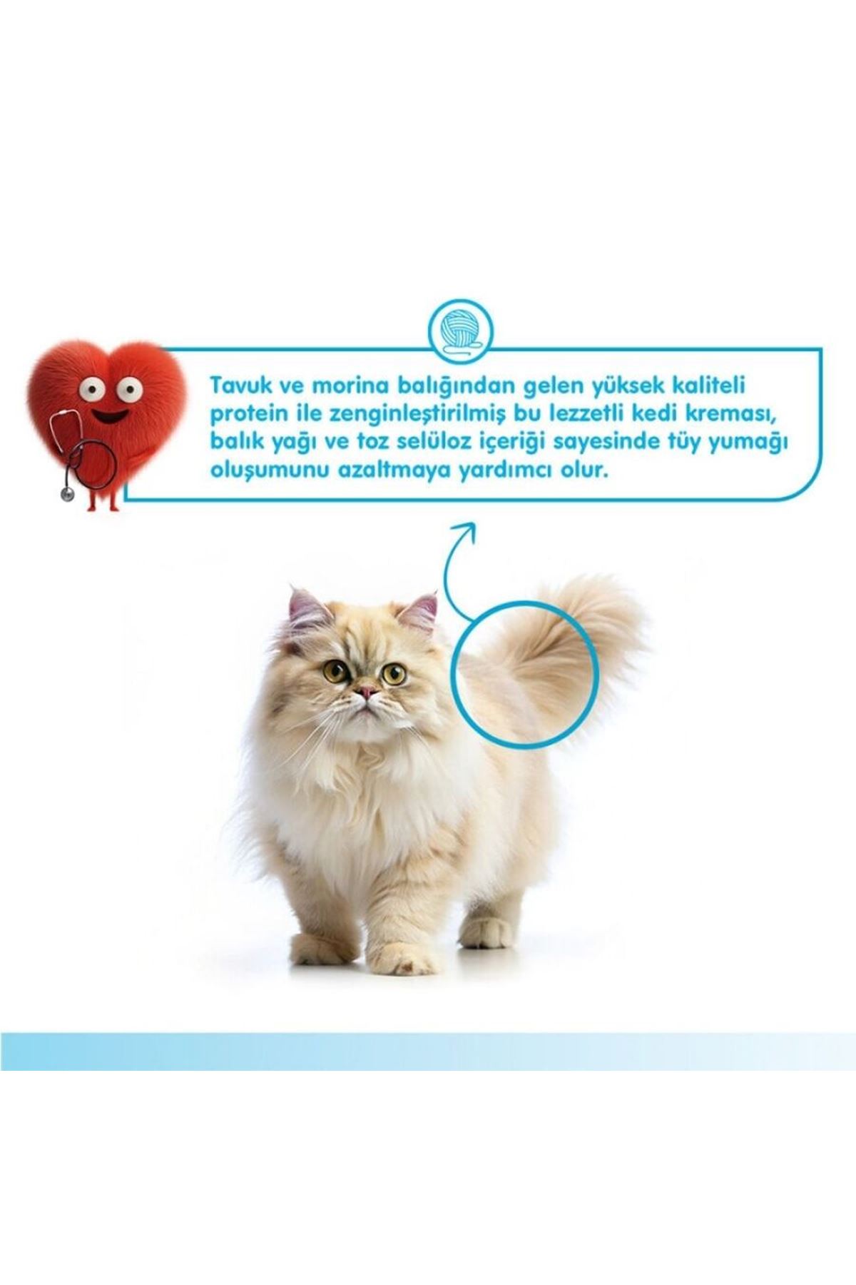 Wanpy Kedi Krema Morina, Tavuklu Tüy Yumağı 5*14 G