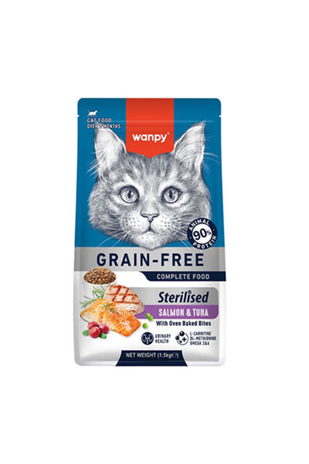 Wanpy Kısır Kedi  Somon,Ton Balıklı Tahılsız 1.5Kg