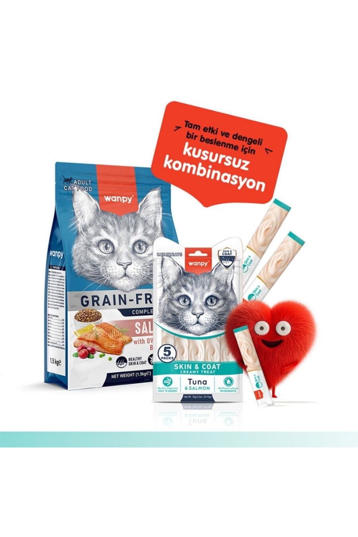 Wanpy Kedi Krema Ton Balık,Somon Tüy Sağlığı 5*14G