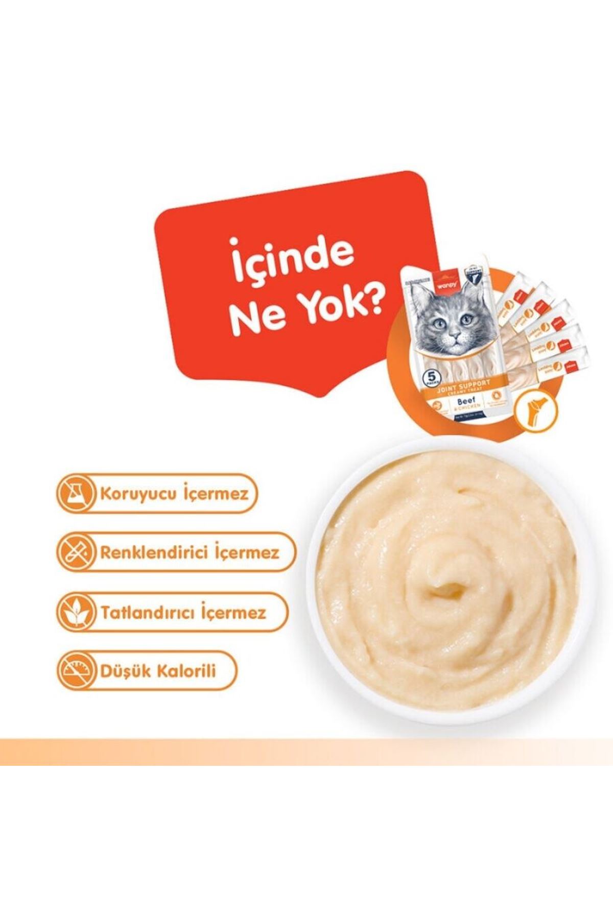 Wanpy Kedi Krema Sığır Etli,Tavuk Eklem Dest.5*14G