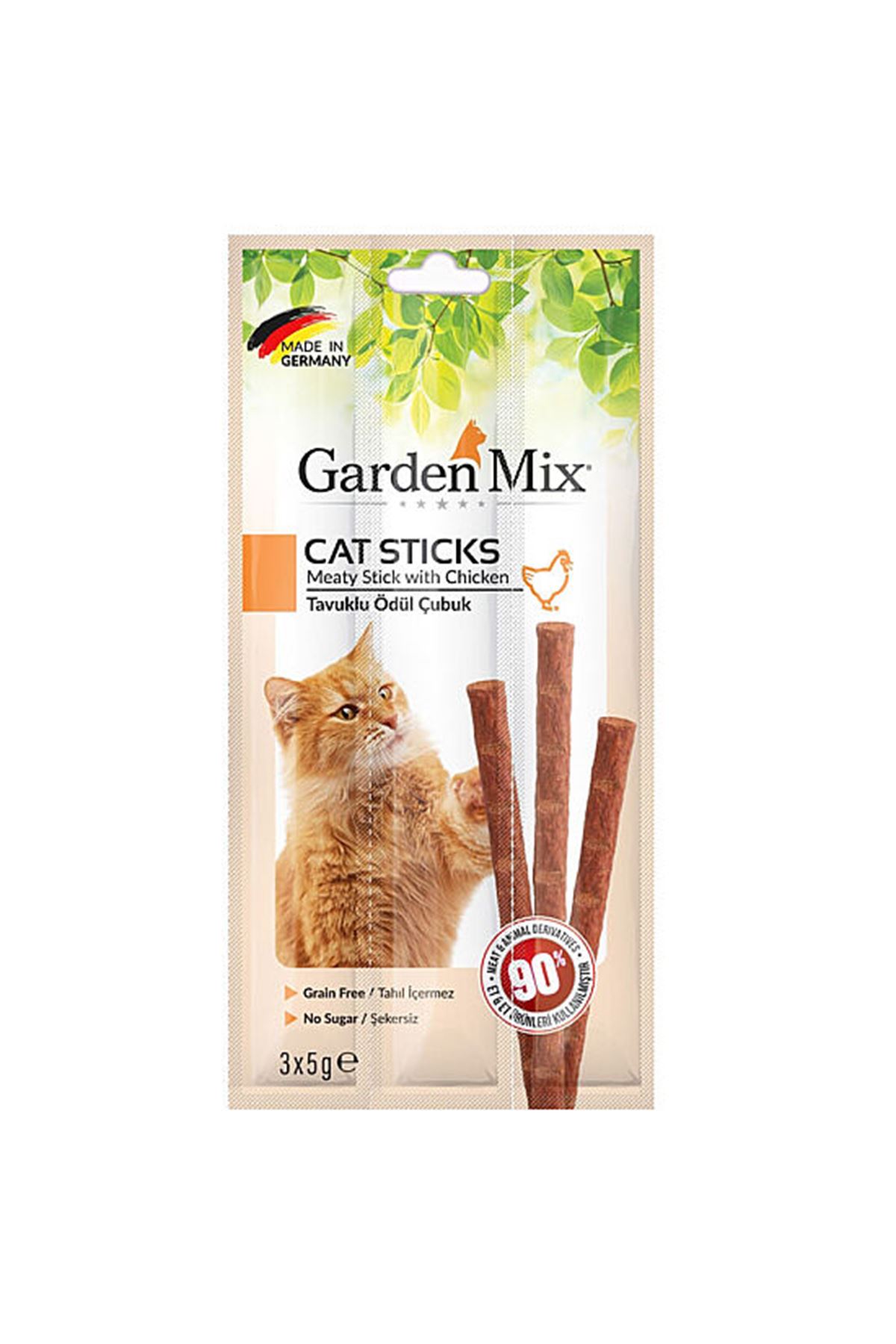 Garden Mix Kedi Ödül Tavuk Tahılsız Stick 3'Lü 15G