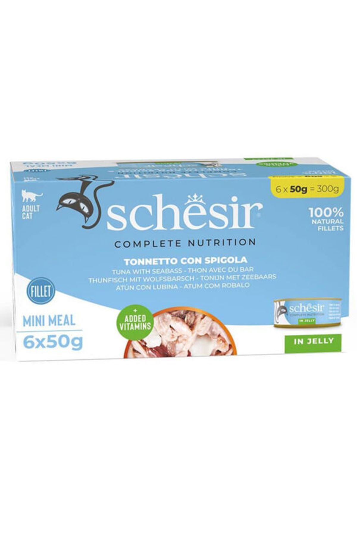 Schesir Kedi Yaş Maması Ton Balığı, Levrekli 6*50G