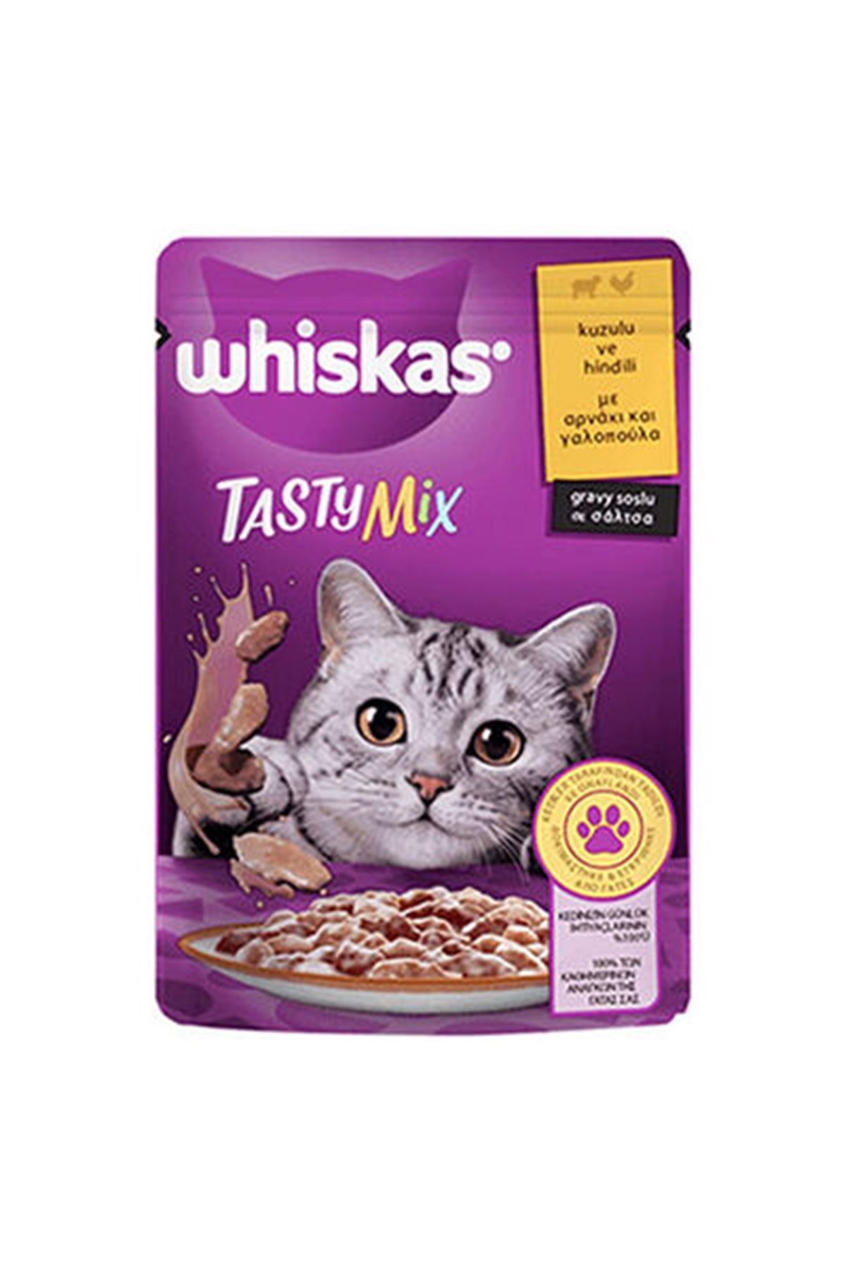 Whiskas Kedi Yaş Maması Tasty Mix Kuzu,Hindili 85G