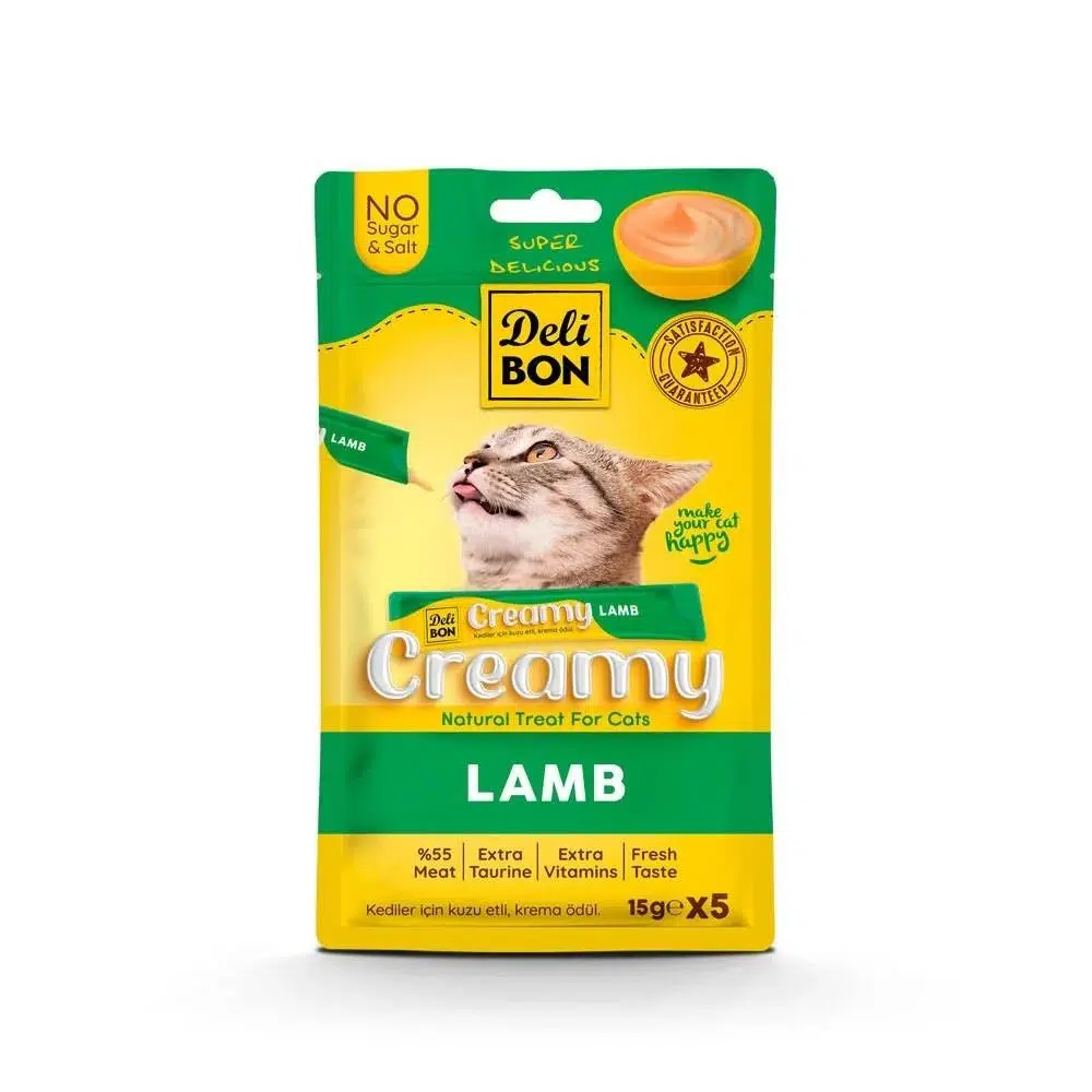 Delibon Creamy Kedi Ödül Maması Kuzulu 5*15 G