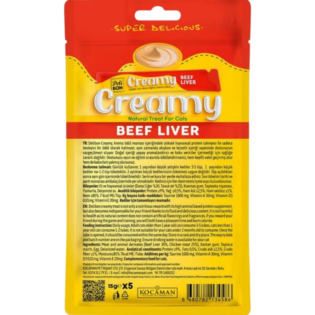 Delibon Creamy Kedi Ödül Dana Ciğerli 5*15 G