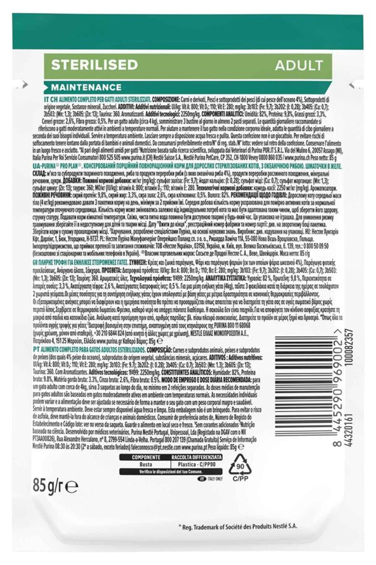Proplan Kısır Kedi Yaş Maması Balıklı 85 G
