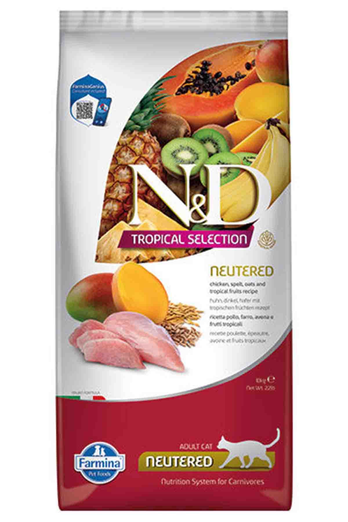 N&D Kısır Kedi Maması Tavuk, Tropikal Meyve 10 Kg