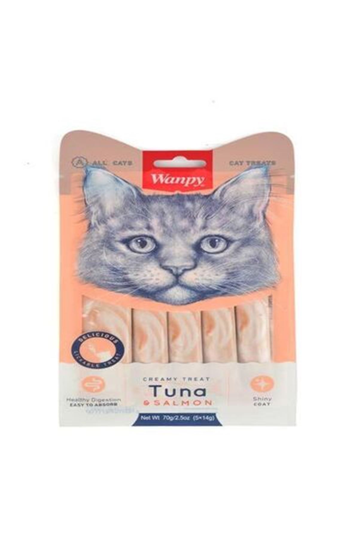 Wanpy Kedi Krema Ton Balıklı, Somonlu 5*14 G