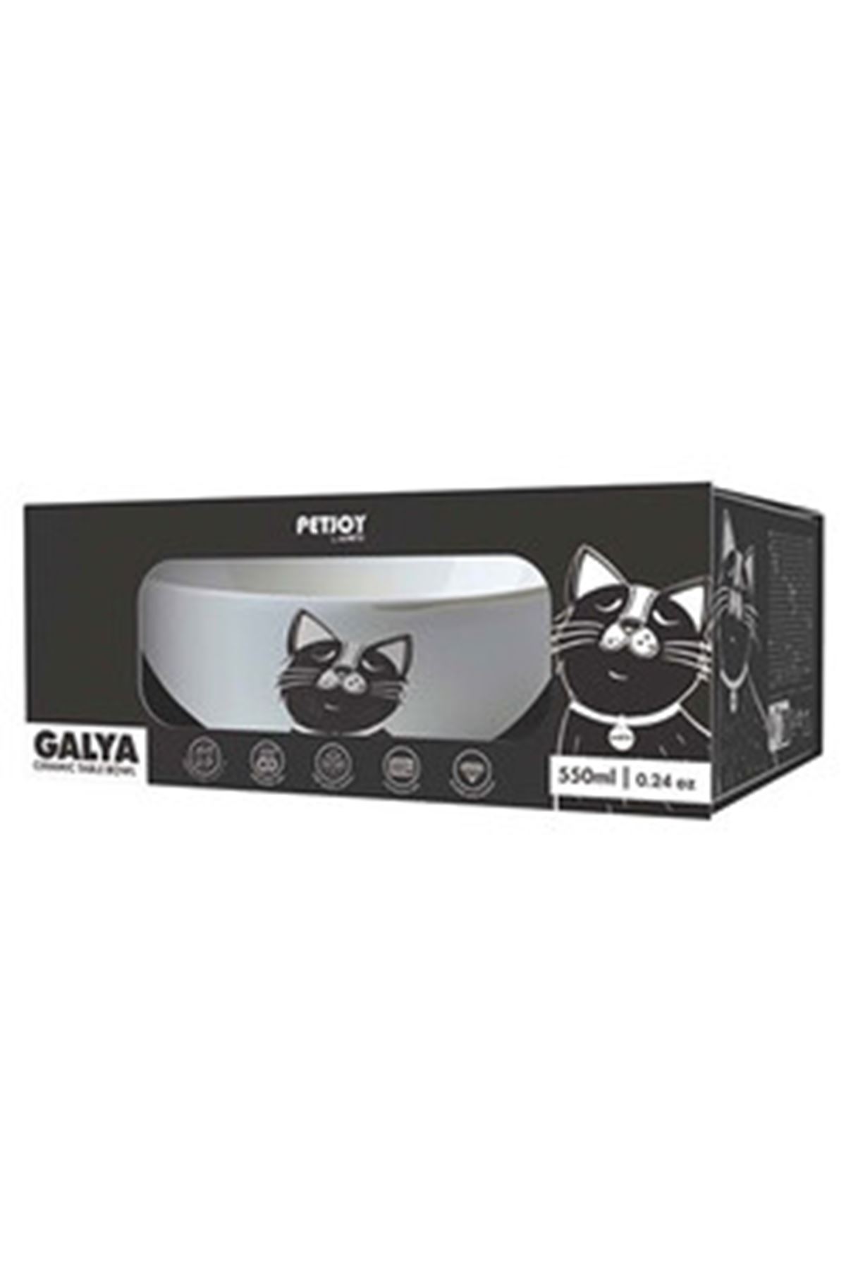 M-Pets Mama Ve Su Kabı Galya Seramik Siyah-Beyaz
