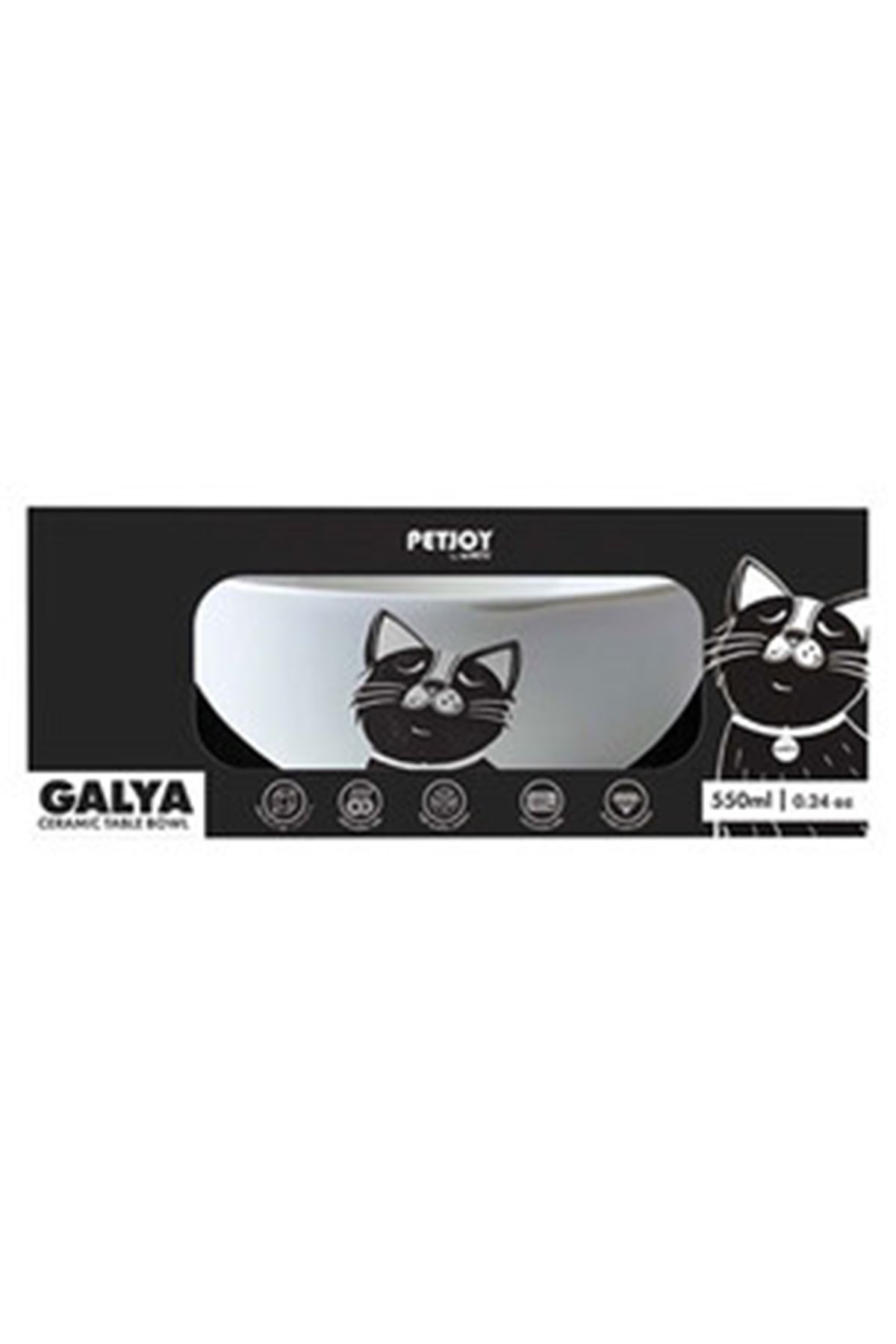 M-Pets Mama Ve Su Kabı Galya Seramik Siyah-Beyaz