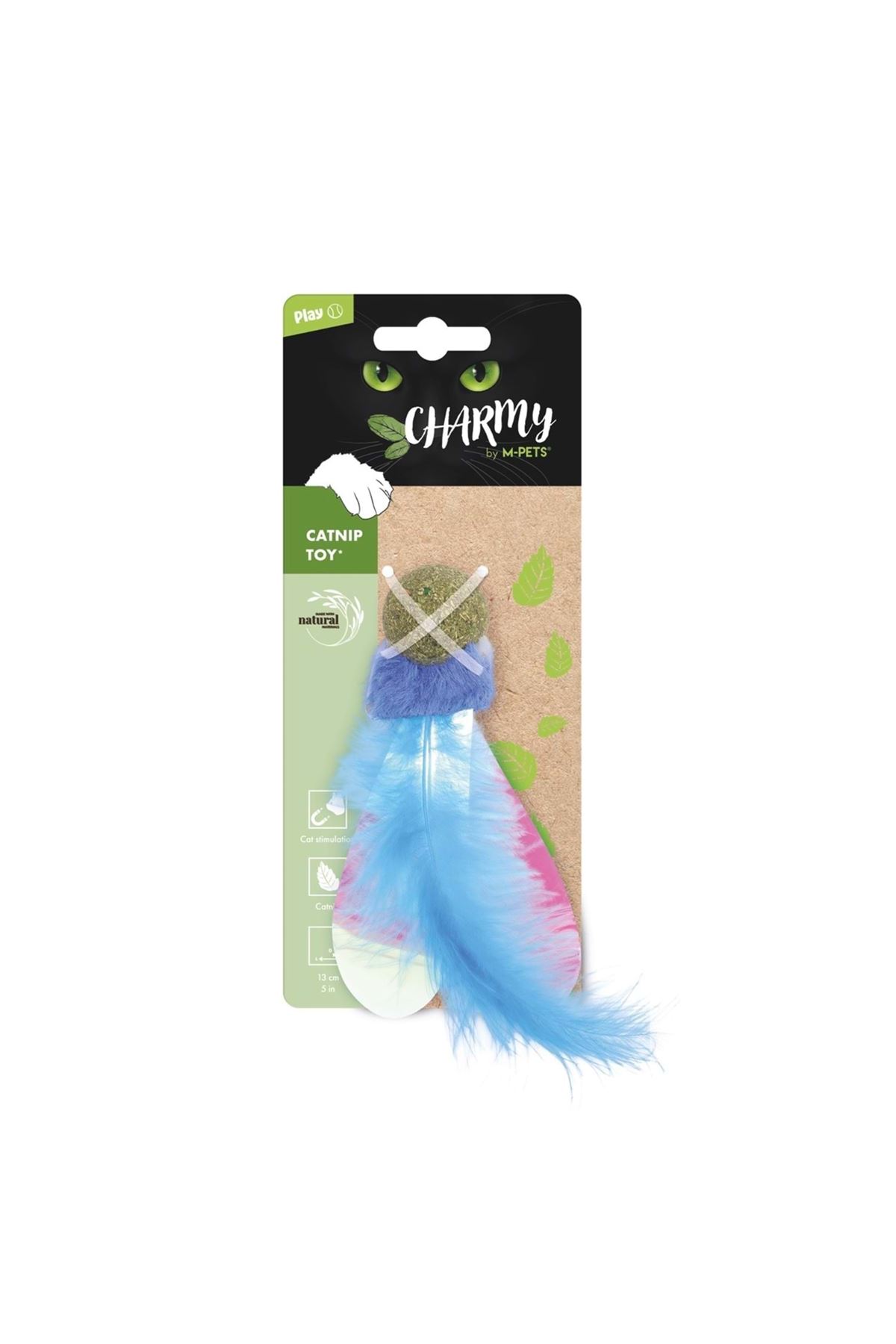 M-Pets Kedi Oyuncağı Catnipli Tüylü Top Mavi 13 Cm