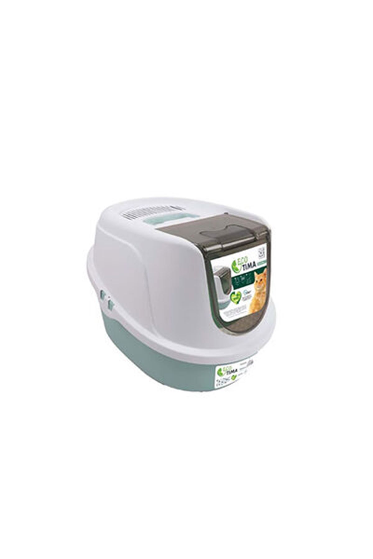 M-Pets Kedi Tuvaleti Kapalı Yeşil (M) 40*38*53 Cm