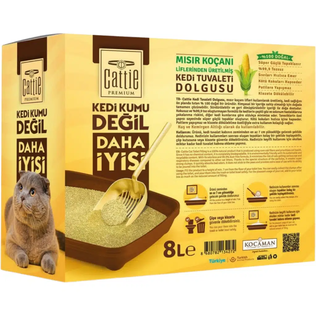 Cattie Kedi Kumu Mısır Koçanı Granül 8 L