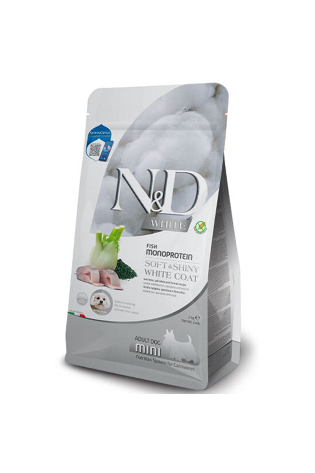 N&D Köpek Maması Levrek, Spirulina Beyaz Tüylü 2Kg
