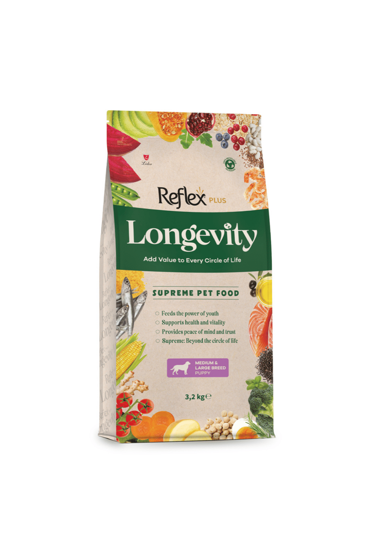 Longevity Yavru Köpek Maması Orta, Büyük Irk 3.2Kg