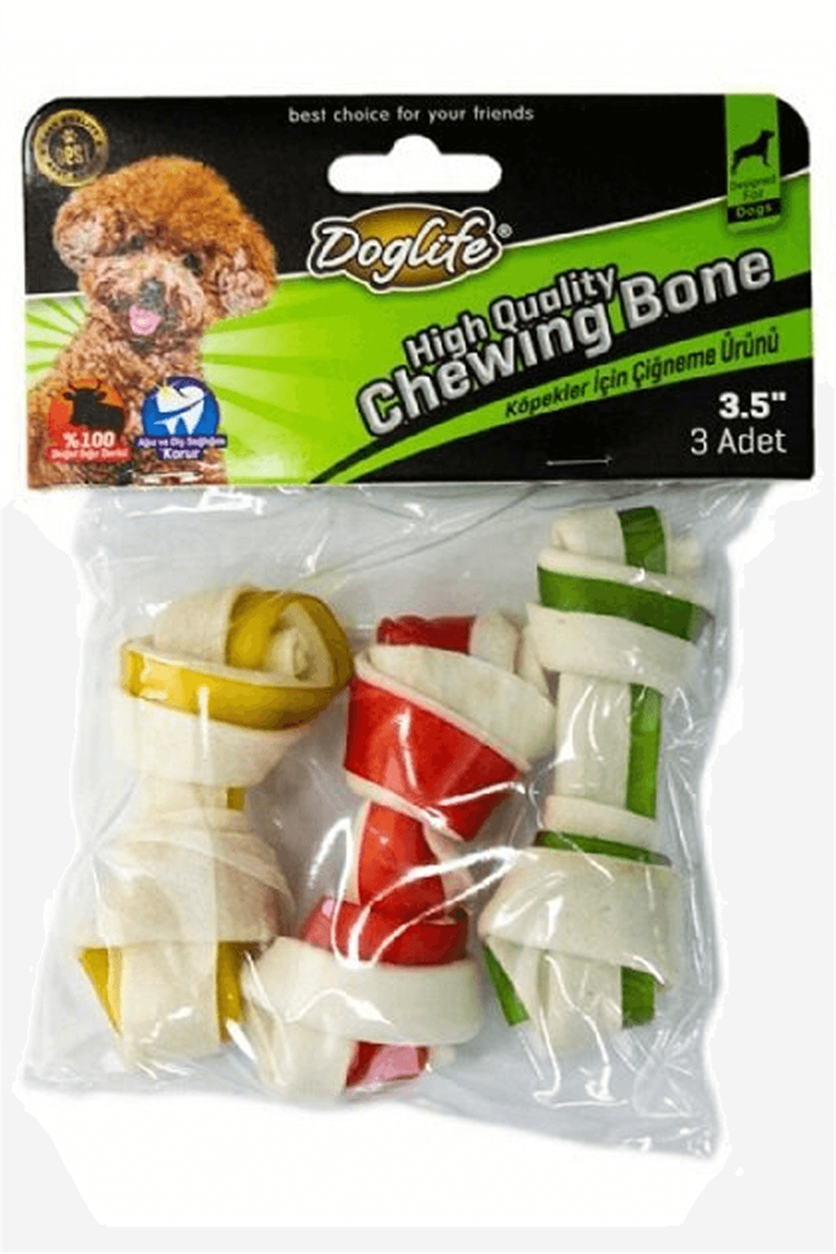 Doglife Düğümlü Kemik Renkli 3*20 G