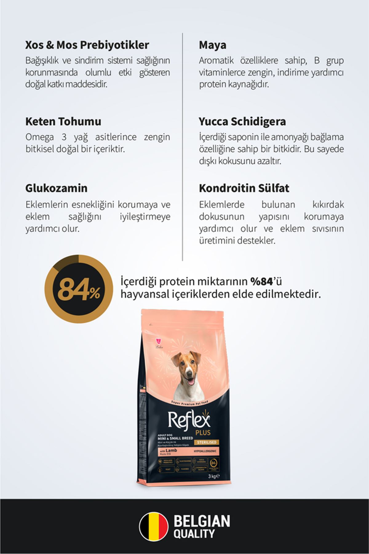 ReflexPlus Kısır Köpek Mama Mini,Küçük Kuzulu 3Kg