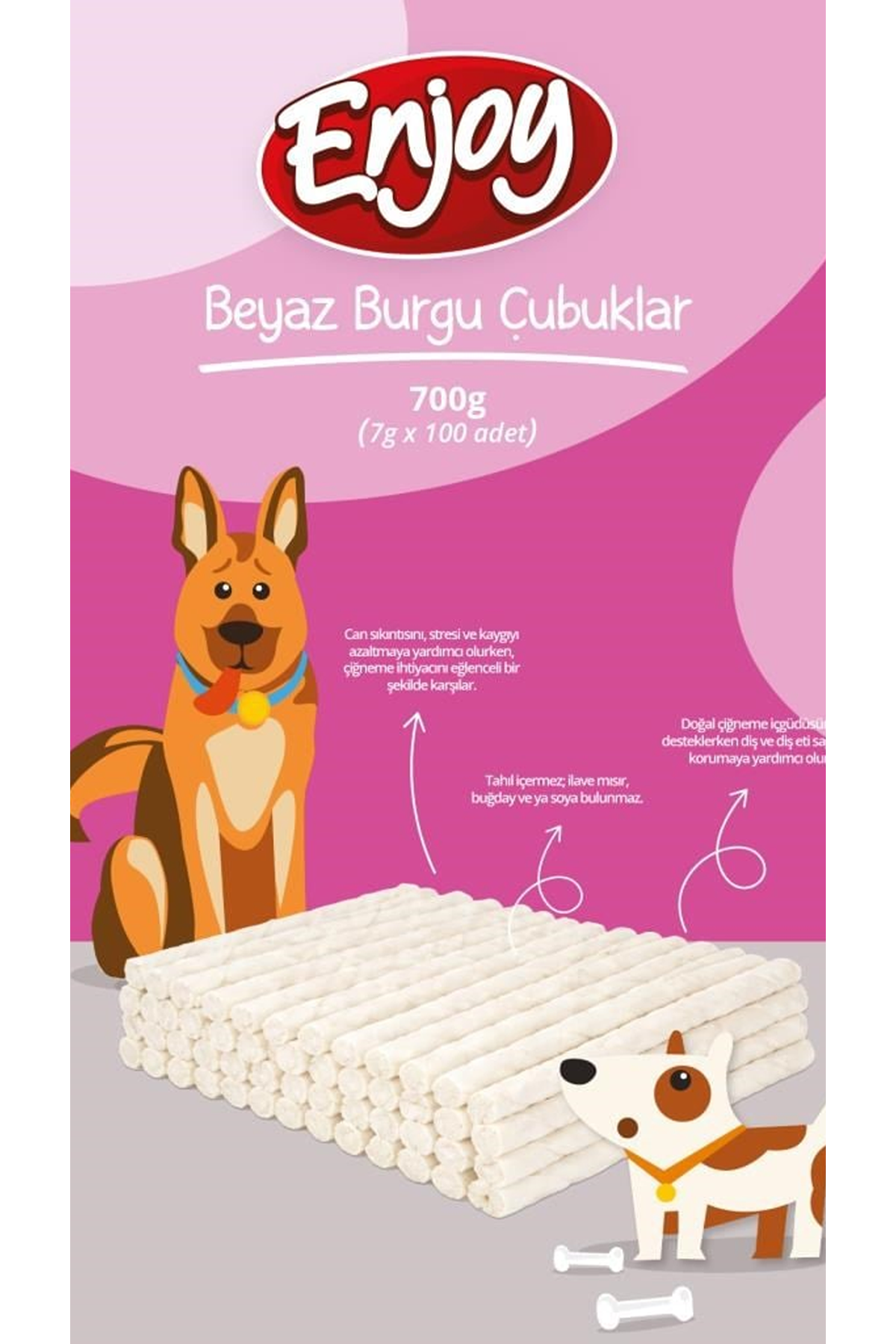 Enjoy Köpek Ödül Beyaz Burgu Çubuk 7 G*100 Adet