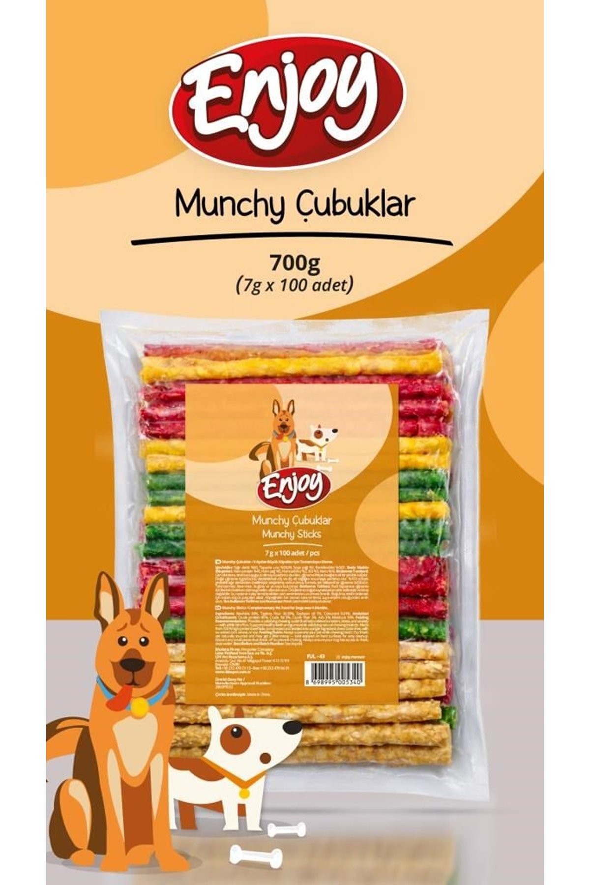Enjoy Köpek Ödül Munchy Burgu Çubuk 7 G*100 Adet