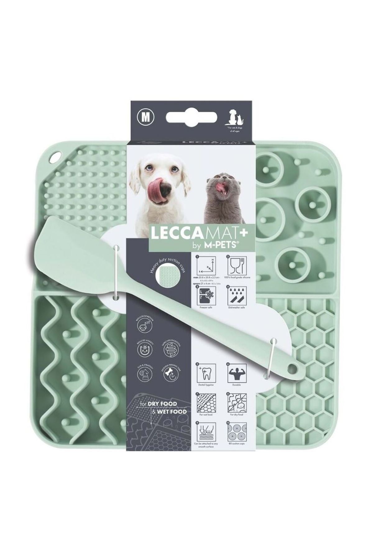 M-Pets Yavaş Beslenme Matı Sıvı Ödül Kaşıklı Yeşil