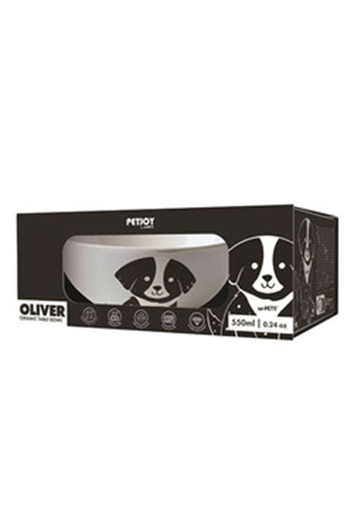 M-Pets Mama ve Su Kabı Seramik Siyah Beyaz 550 Ml