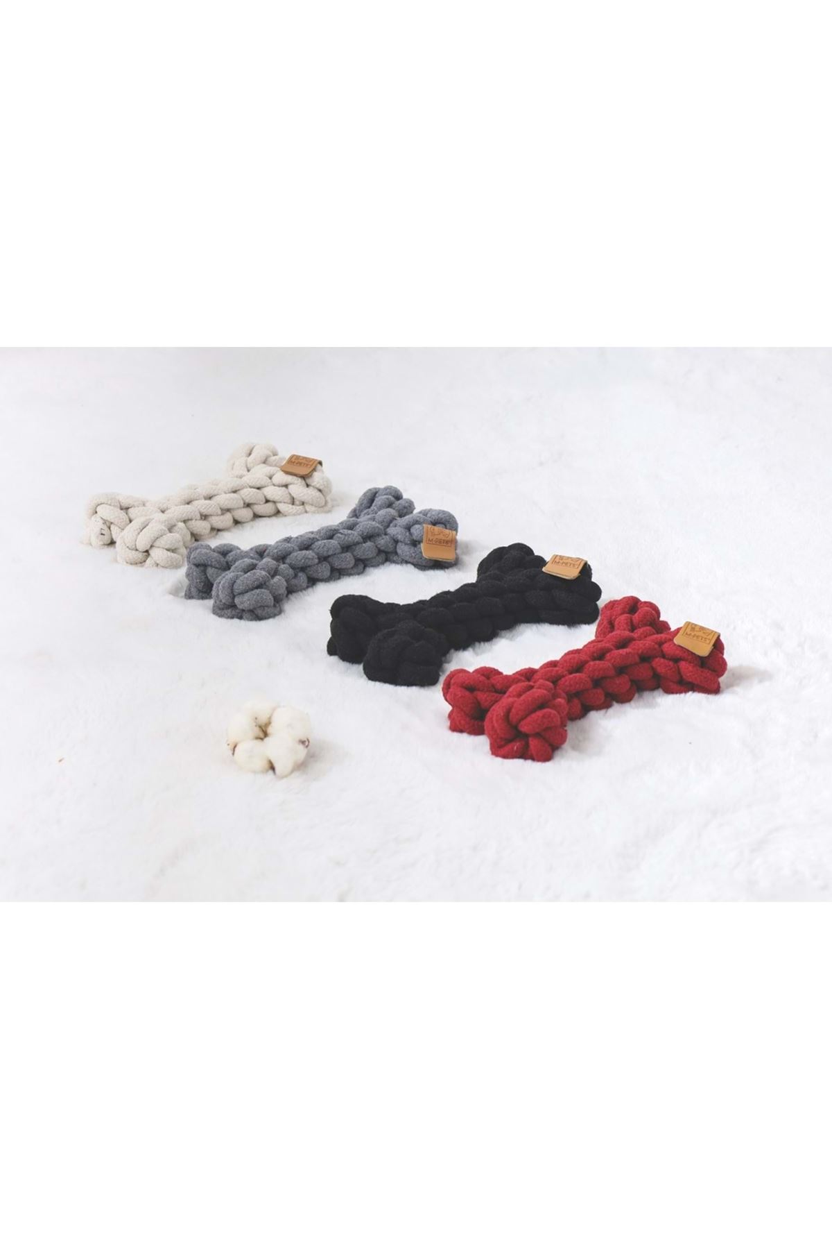 M-Pets Köpek Oyuncağı Örgü Kemik Beyaz 19 Cm