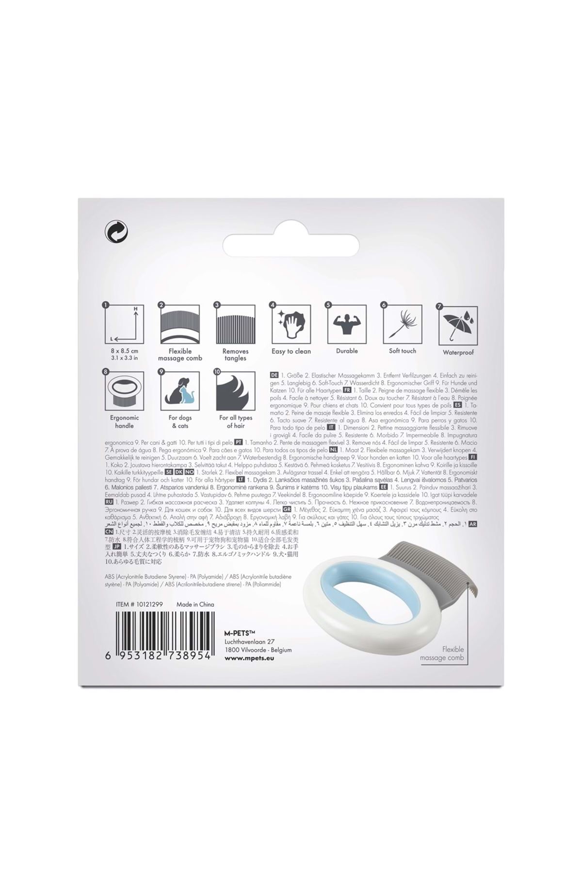 M-Pets Kedi ve Köpek Tarağı Mavi 8*8.5 Cm