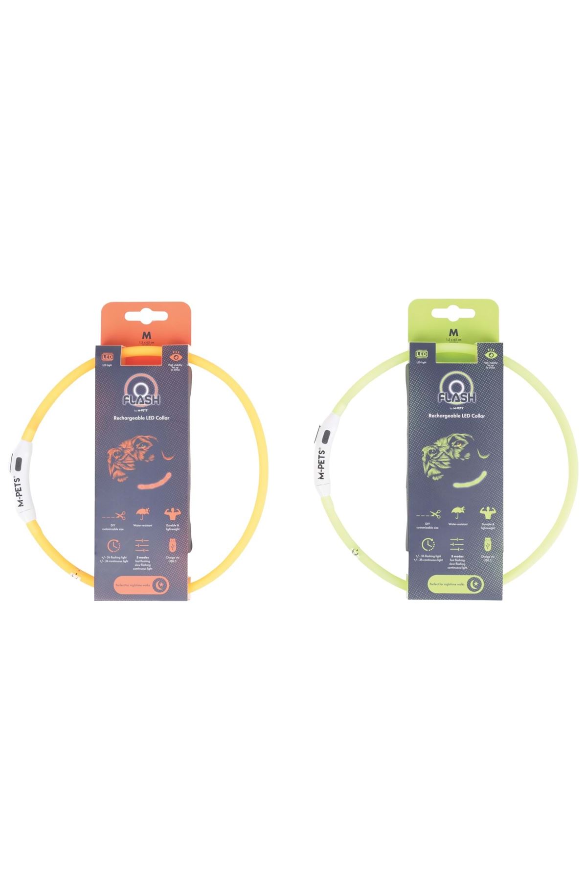 M-Pets Boyun Tasması Flash Ledli Neon Turuncu (M)