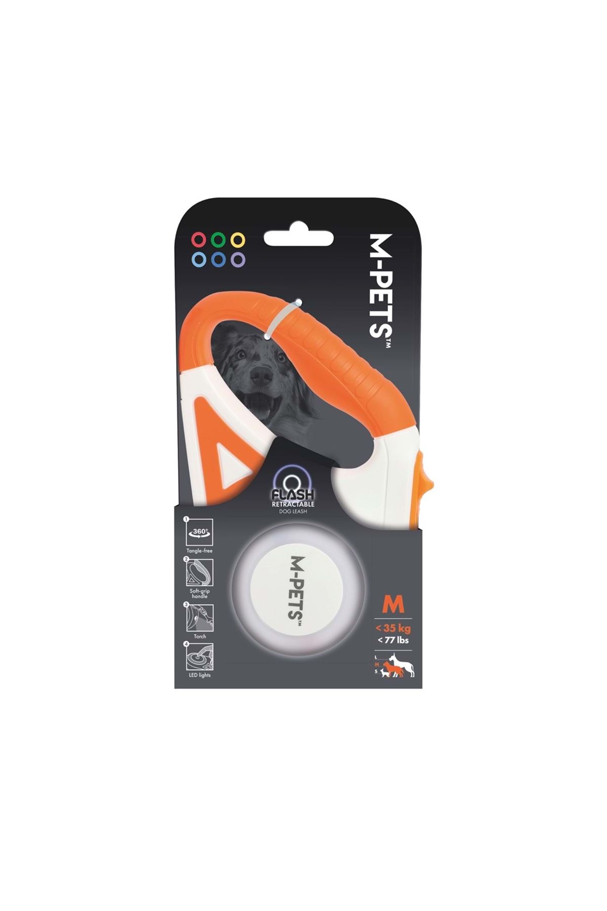 M-Pets Gezdirme Tasma Ledli Otomatik Turuncu(M) 5M
