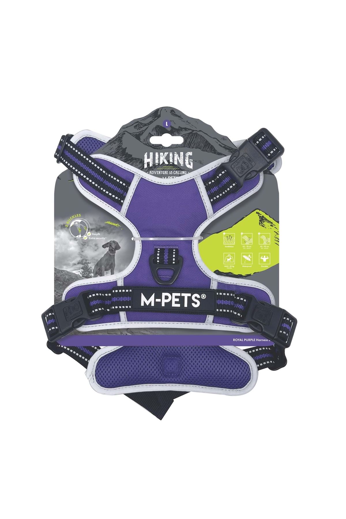 M-Pets Köpek Göğüs Tasma Hiking Reflektör Mor (L)