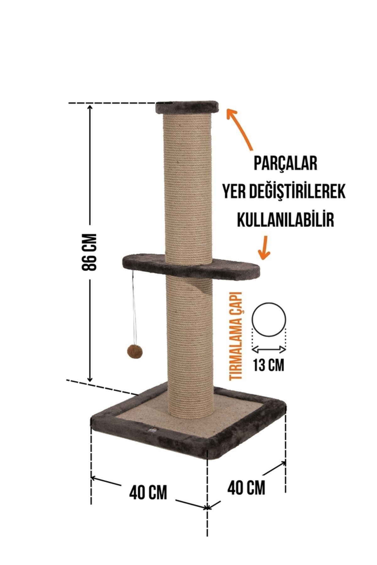 Lotus Kedi Tırmalama Tekli Kahverengi 86 Cm