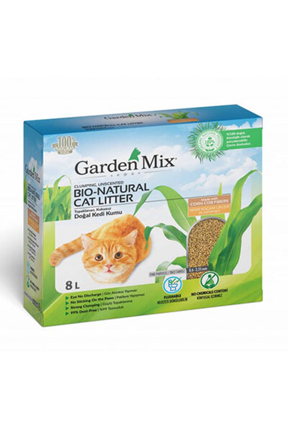 Garden Mix Kedi Kumu Mısır Lifli Topaklanan 8 L