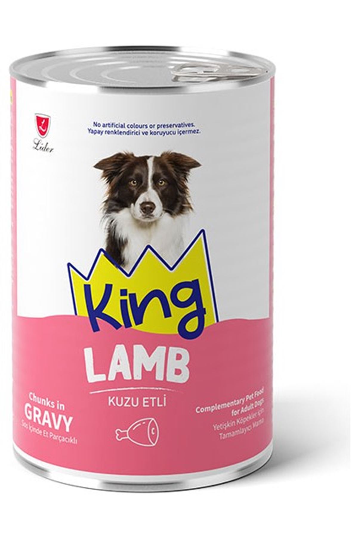 King Köpek Yaş Maması Et Parçacıklı Kuzulu 400 G