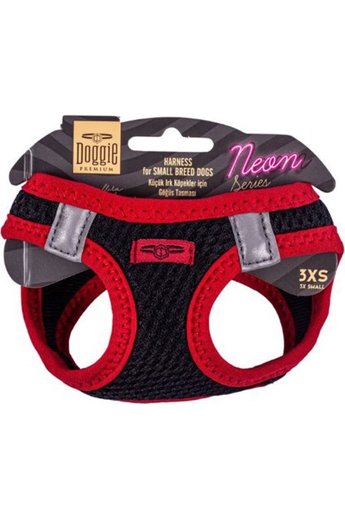 Doggie Köpek Göğüs Tasma Küçük Irk Neon Kırmızı2XS
