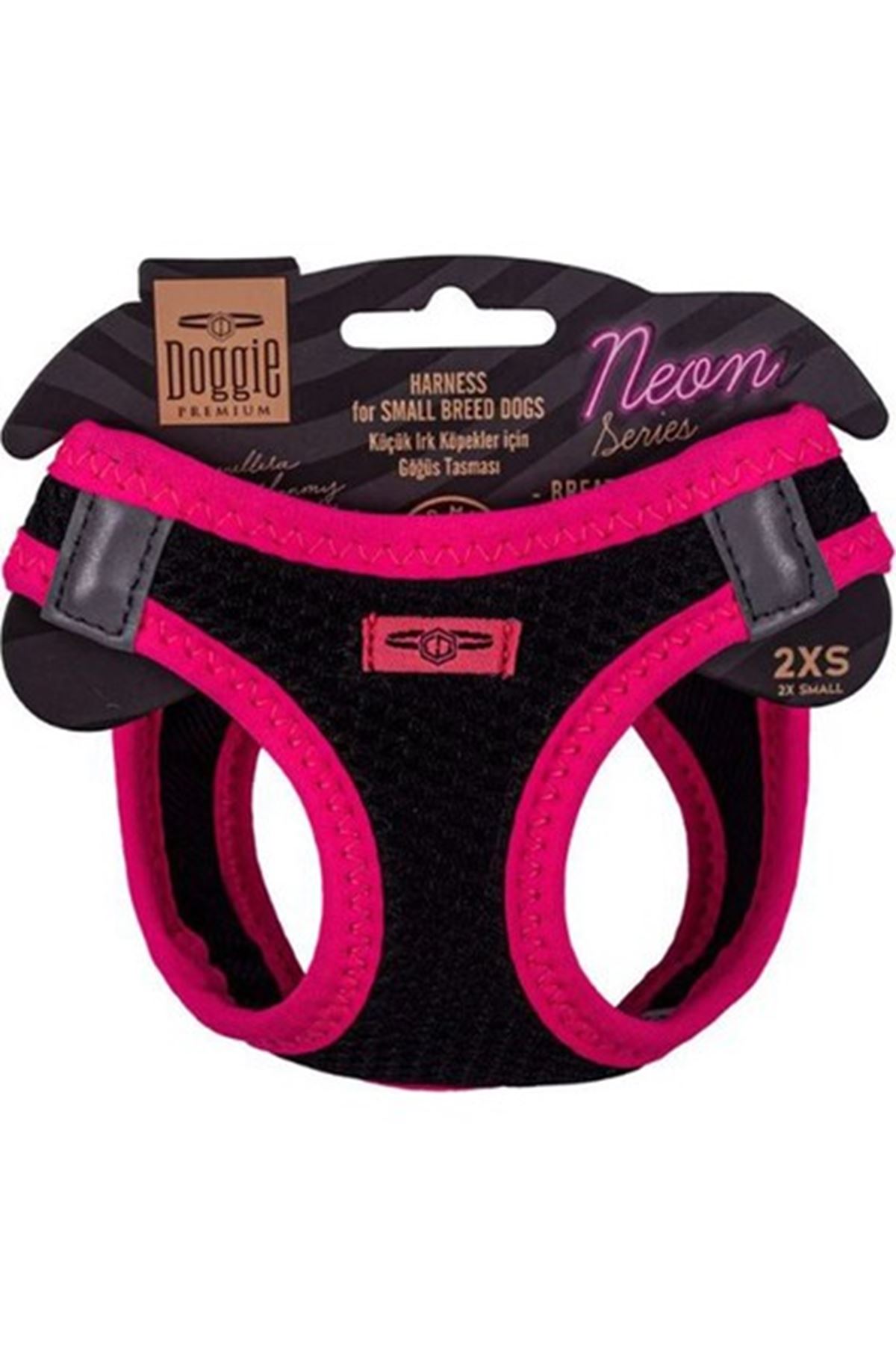 Doggie Köpek Göğüs Tasması Küçük Irk Neon Pembe2XS