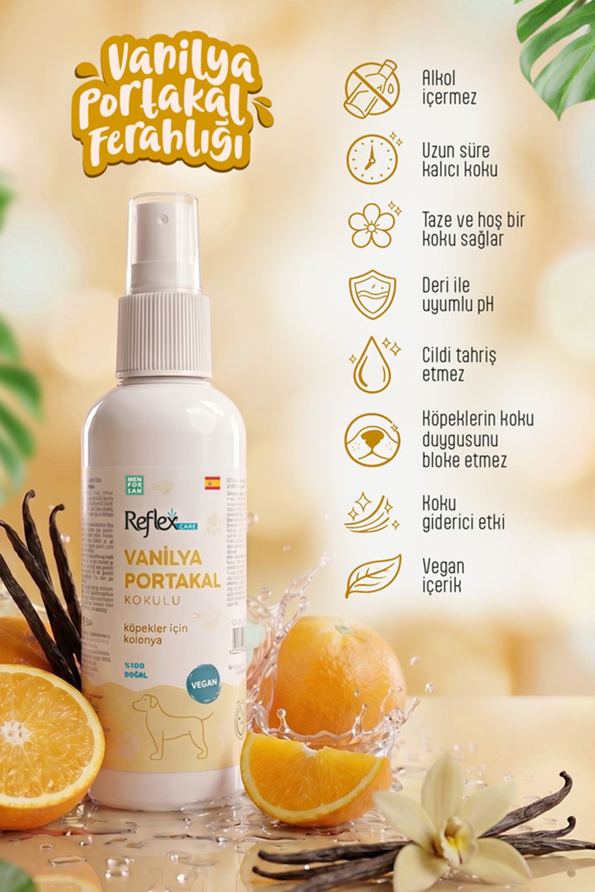 Reflex Care Köpek Kolonyası Vanilya/Portakal 125Ml