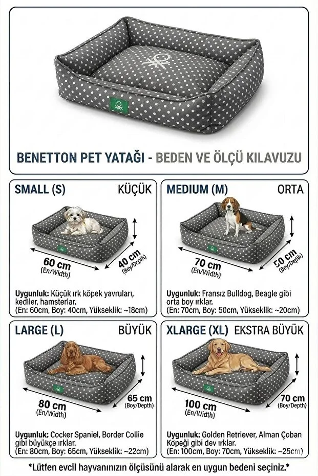 Benetton Yatak Puantiyeli Yeşil (S) 60*40 Cm