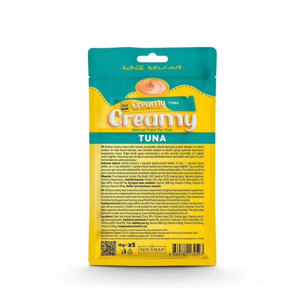 Delibon Creamy Kedi Ödül Maması Ton Balıklı 5*15 G