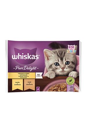 Whiskas Yavru Kedi Yaş Mama Tavuklu, Hindili 4*85G