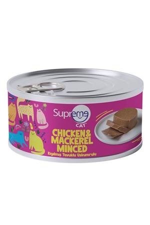 Supreme Kedi Yaş Maması Kıyılmış Tavuk,Uskumru 85G