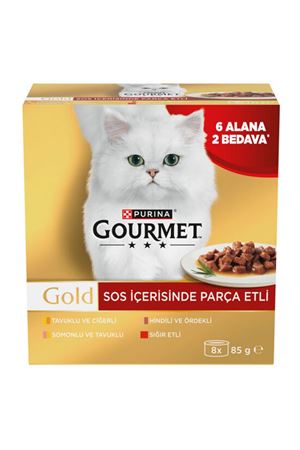 Gourmet Gold Kedi Yaş Maması Parça Etli 8*85 G