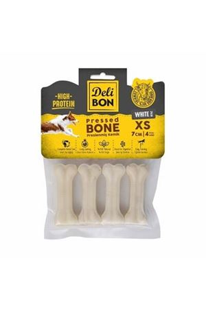 Delibon Köpek Ödül Pres Kemik Beyaz (XS) 4'Lü 7 Cm