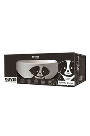 M-Pets Mama ve Su Kabı Seramik Siyah Beyaz 550 Ml