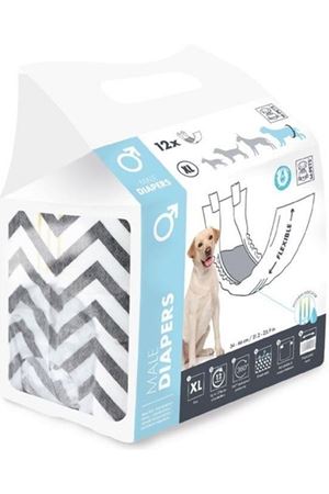 M-Pets Erkek Köpek Külot Bez (XL) 12'Li 54-66 Cm